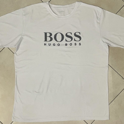 Hugo Boss Men T-Shirt white classic Boss logo print size XXXL like new