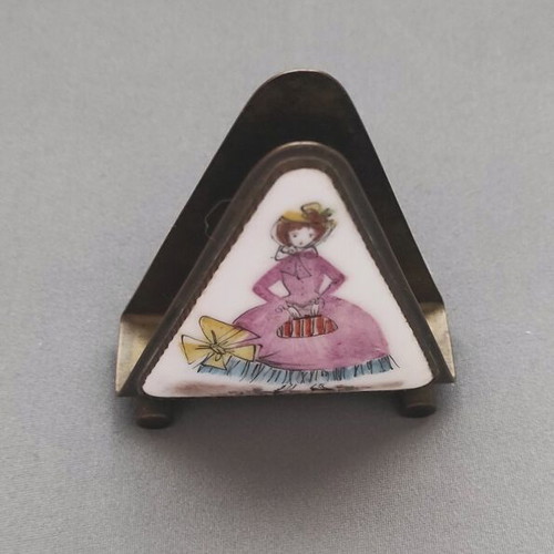 Austrian case used 1960's for letters or napkins with porcelain decoration