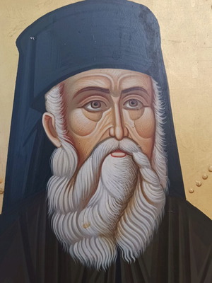 Εικόνα Αγίου Νεκταρίου αγιογραφία σαν καινούργιο, ξύλο καρυδιάς 25x35cm