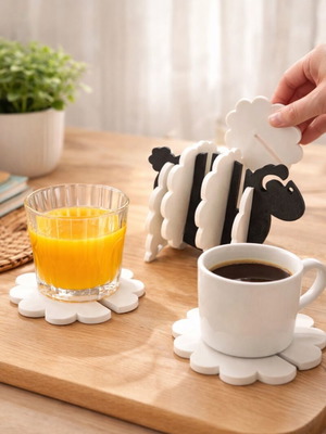 Sheep Coasters set new, 9 pieces, stylish and practical