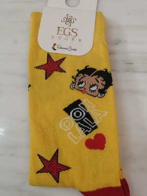Памучни чорапи унисекс с дизайн Betty Boop, нови, червени и жълти