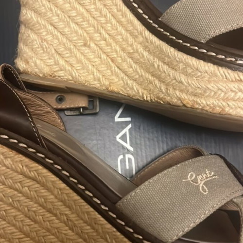 Gant platform sandals used with leather details beige and brown size 38