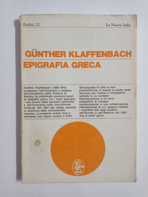 Epigrafia Greca by Günther Klaffenbach used, Italian