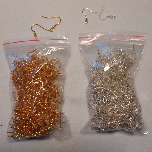 Earring hooks gold and silver, new, 2 bags