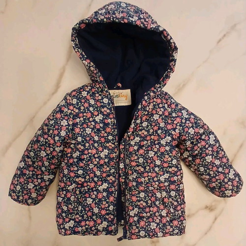 Mothercare jacket for 2-year-old girl, blue with pink flowers, like new
