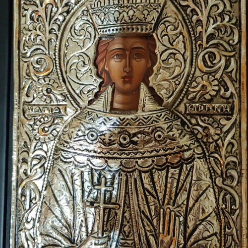 Saint Irene silver icon used