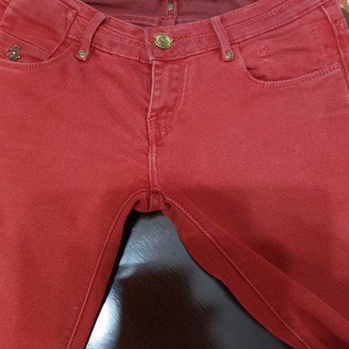 Maison Scotch women's denim pants used, dark red, size S