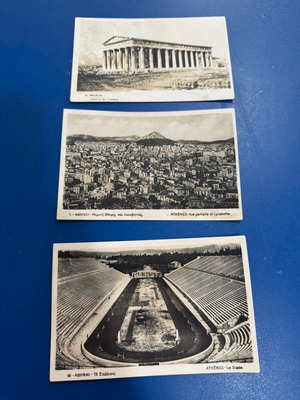 Athens collectible postcards like new, set of 3 pieces