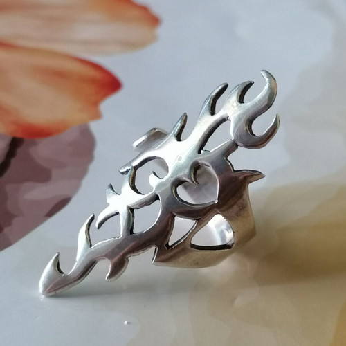 Silver 925 Gothic Tribal ring open adjustable new