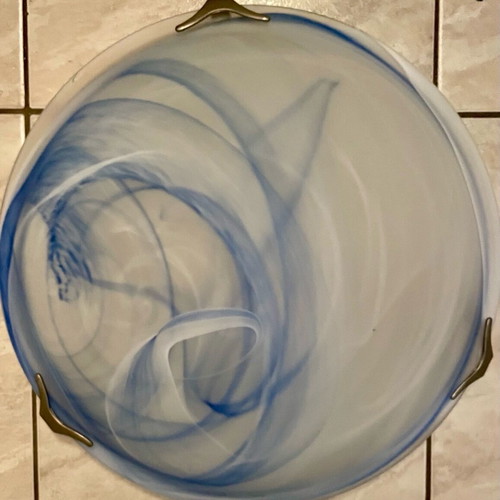 Ceiling light plafonnier used, white with blue details