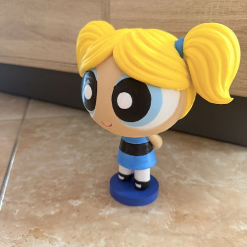 Bubbles Powerpuff Girls 3D printed figure, hand painted, 22cm
