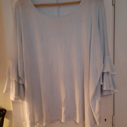 Spring blouse airy, like new, light blue with ruffles