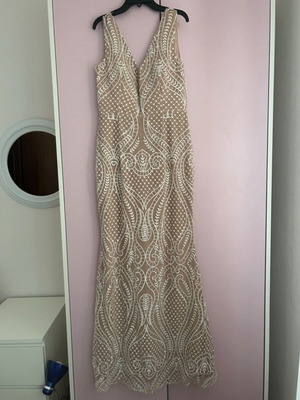 Dk Fragoulis elegant mermaid dress, size 44, white beige