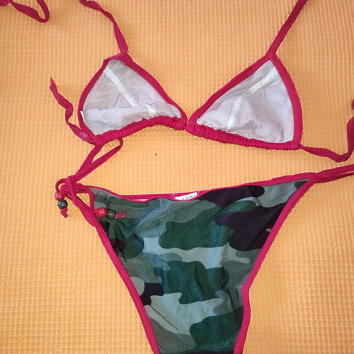 Girls' red military swimsuit used, size 164 cm, age 16+