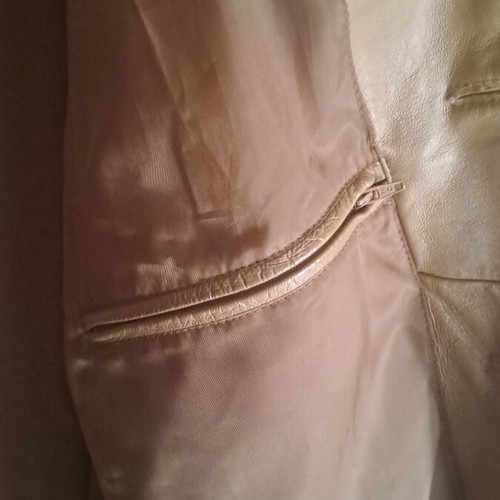 Leather jacket beige caramel XXL used, Leder brand