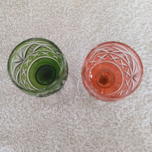 Handmade crystal liqueur glasses new, set of 2 pieces