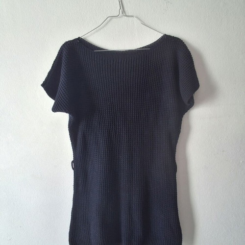 Blue short sleeve knit mini dress tunic, new, one size