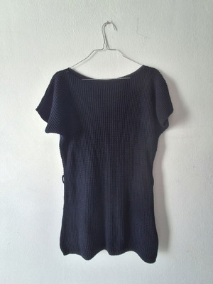 Blue short sleeve knit mini dress tunic, new, one size