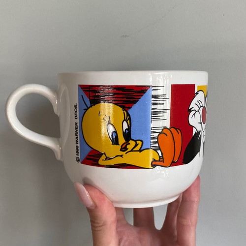 Vintage ceramic mug Looney Tunes Sylvester and Tweety used