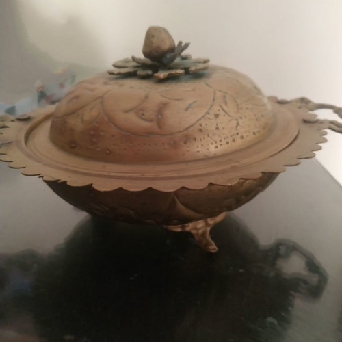 Vintage fondue pot used