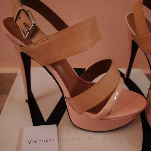 Vicenza Brazilian sandals new, pink camel leather high heels