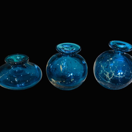 Decorative jars like new, set of 3, blue turquoise blown glass