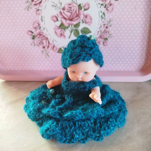 Doll with handmade dress and hat new