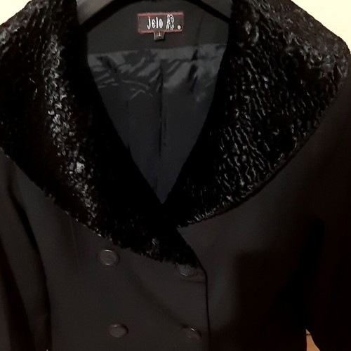 Jelo jacket large black short with fur collar new