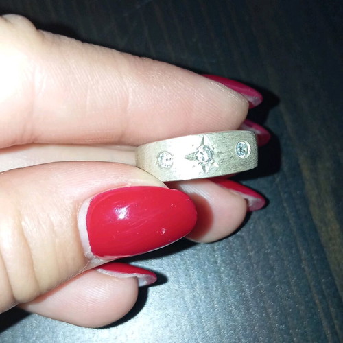 Silver 925 ring with zircon and sandblasting, new, size 53