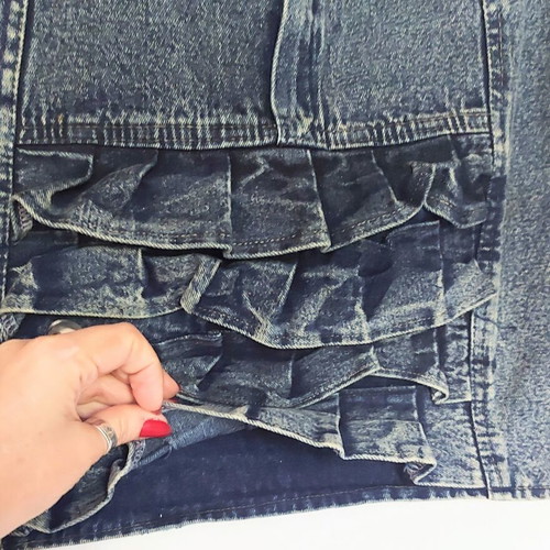 Denim skirt vintage with ruffles, used, size M