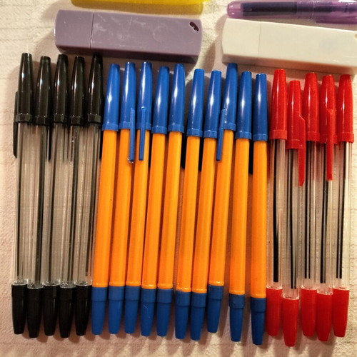 Stationery set with Bic pens, tape correctors and highlighters