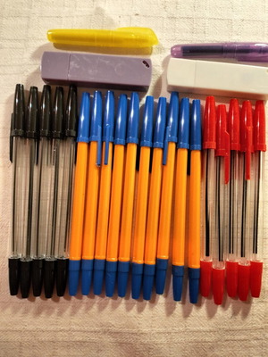 Stationery set with Bic pens, tape correctors and highlighters