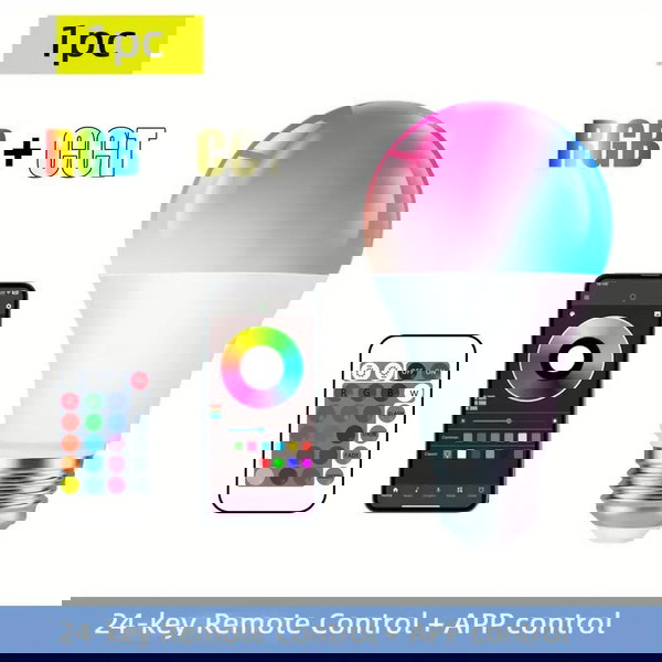 Έξυπνη Πολύχρωμη LED Λάμπα RGB+CCT – Με APP & Τηλεχειριστήριο, 3W, Α' Κλάση (Καινούργια)