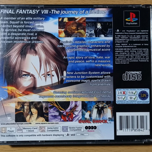 Final Fantasy VIII PlayStation PS1 game used, missing disc 1