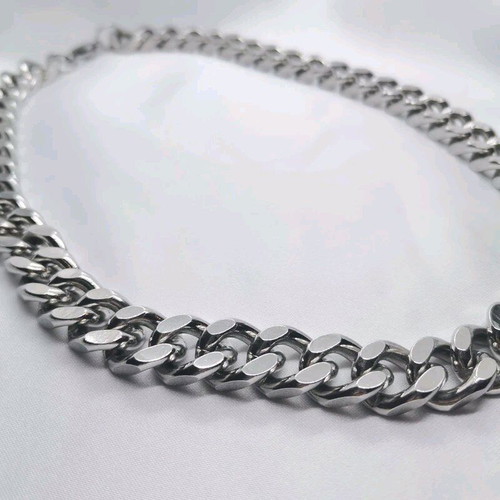 Stainless Steel Curb Chain Necklace 50 cm new, silver