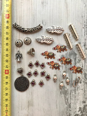 Metal silver jewelry elements pack of 30 pieces like new