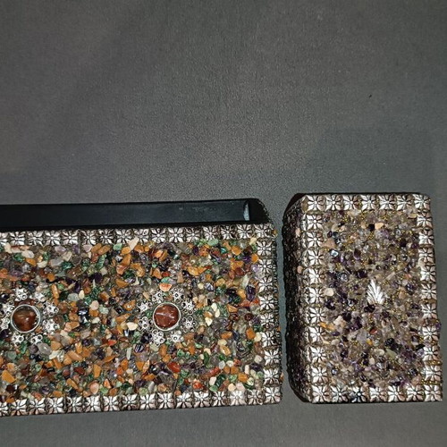 Office organization set like new, wooden with stones and metal decoration