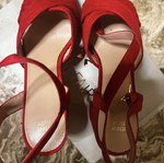 Jenny Fairy red suede platform sandals like new, size 38
