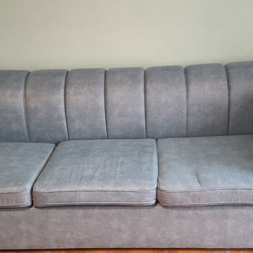 Sofa set 3+2+1 used, sky blue Chesterfield style