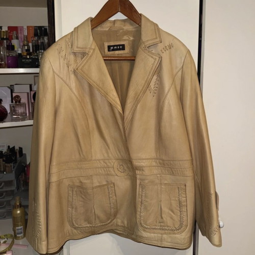 Oris leather jacket, beige, size 7XL