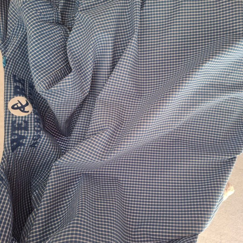 Aggressive men's short-sleeve checked shirt size M like new blue white