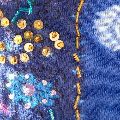 Embroidered cotton blouse used, blue, size M