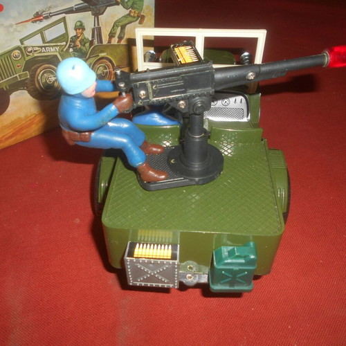 Lyra Army Desert Patrol Jeep battery-powered vintage toy 1970