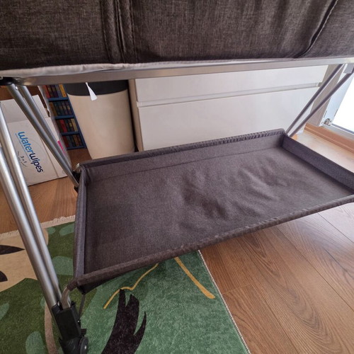 Bebe Stars Crib with Mattress, Side Opening and Wheels light grey like new