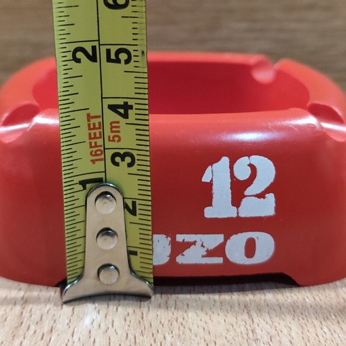 Ouzo 12 used red square plastic ashtray