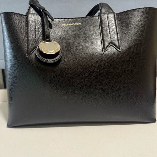 Emporio Armani black shoulder bag used with small pouch