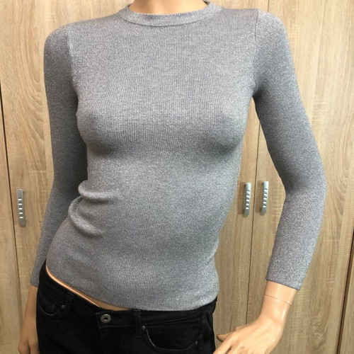 Winter sweater with lurex gray new, size S