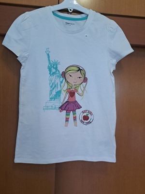 Gap girls' white t-shirt with print, new, size 134 cm