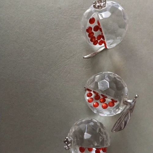 Decorative glass pomegranate charms like new, set of 3 pieces