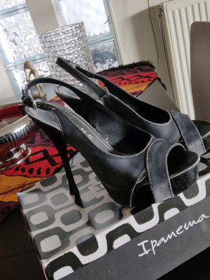 Italian high heel sandals used, gray, size 37